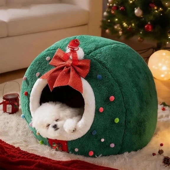 Tuscom Plush Pet Bed for Dogs Cats, 3D Enclosed Warm Soft Kennel Pad with Removable Cover, Deep Sleep Orthopedic Dog Cat Bed, Machine Washable Comfortable Pet Cushion