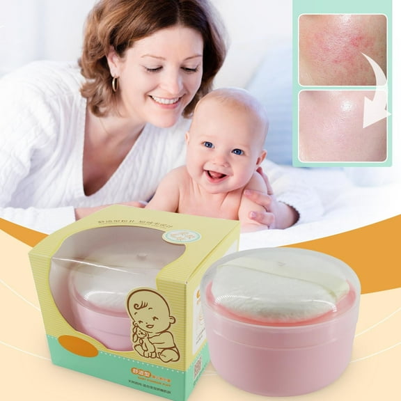 Tuscom Powder Container with Puff & Applicator - Leak-Proof Travel Body Powder Dispenser for Women, Portable Talcum Powder Box for Bath, Diaper Bag