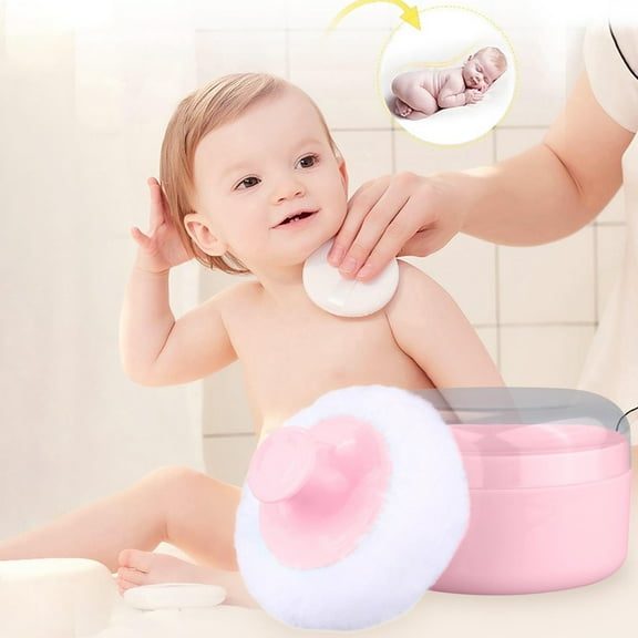 Tuscom Powder Puff Box with Velvet Non-Shedding Puff - Leak-Proof & Portable Talcum Powder Container for Delicate Skin, Soft Touch & Secure Snap-Lock Design for Body & Prickly Heat Care