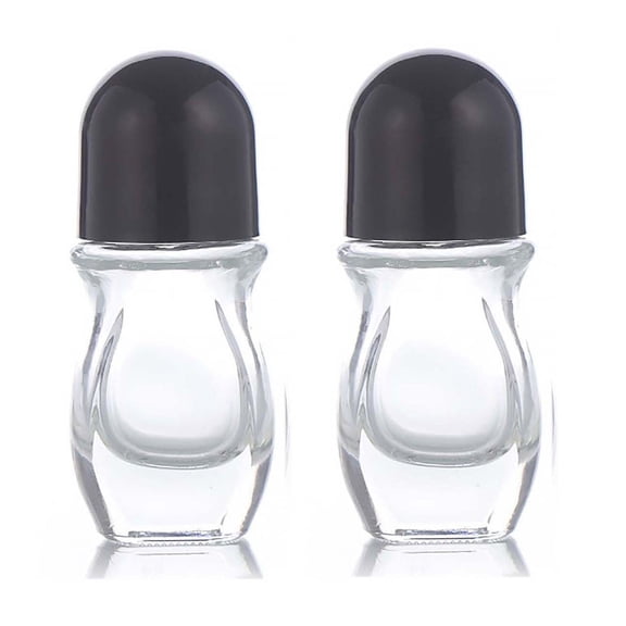 Tuscom Premium 2-Pack Glass Roller Bottles for Essential Oils & Aromatherapy – Leakproof, Refillable, Durable Massage Roller with Smooth Plastic Roller Ball