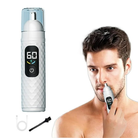 Tuscom Rechargeable Nose Hair Trimmer with LED Display - Multi-Functional Painless Groomer for Ear, Beard, Eyebrow & Body, Snag-Free Blades, USB-C Travel Kit