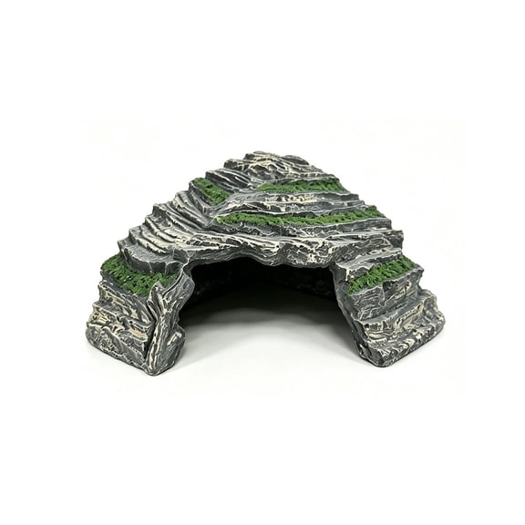 Tuscom Reptile Hideout Cave – Faux Rock Terrarium Cave 8.66"x6.1"x3.94", Turtle Basking Platform & Shedding Hide for Gecko Lizard Snake Frog Hermit Crab Tank Decor