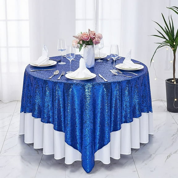 Tuscom Round Sequin Tablecloth, Glitter Sparkling Party Table Cover for Wedding, Birthday, Christmas Decoration, Reusable Polyester Fabric Table Cloth with Shimmering Elegant Look