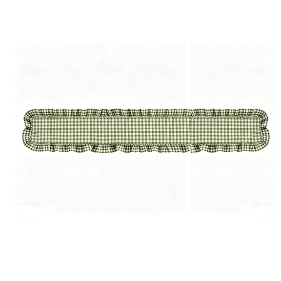 Tuscom Ruffled Leaf Edge Table Runner 59 Inch Army Green Scalloped Border Farmhouse Decor for Dining Coffee Table Kitchen TV Cabinet