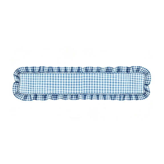 Tuscom Ruffled Leaf Edge Table Runner 59 Inch Blue Scalloped Border Farmhouse Decor for Dining Coffee Table Kitchen TV Cabinet