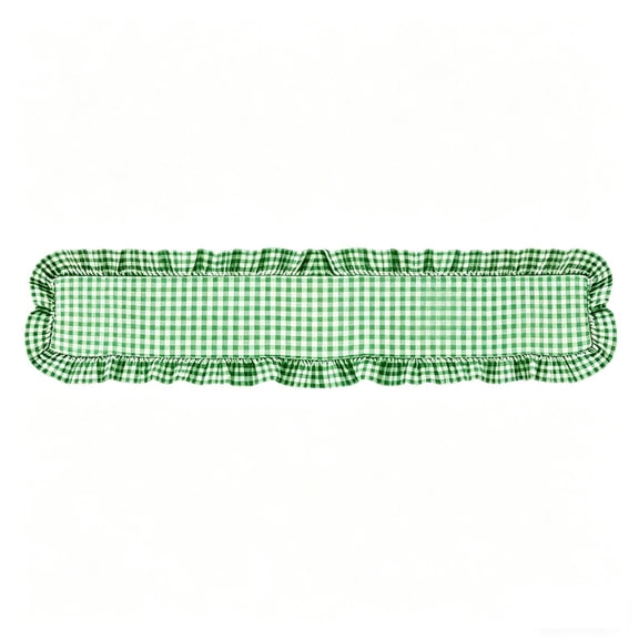 Tuscom Ruffled Leaf Edge Table Runner 59 Inch Green Scalloped Border Farmhouse Decor for Dining Coffee Table Kitchen TV Cabinet