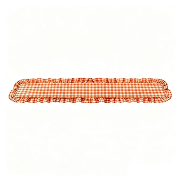 Tuscom Ruffled Leaf Edge Table Runner 59 Inch Orange Scalloped Border Farmhouse Decor for Dining Coffee Table Kitchen TV Cabinet