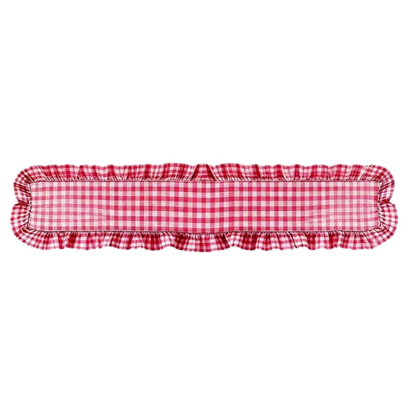 Tuscom Ruffled Leaf Edge Table Runner 59 Inch Pink Scalloped Border Farmhouse Decor for Dining Coffee Table Kitchen TV Cabinet