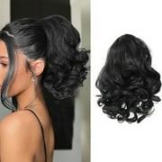 Tuscom Short Curly Ponytail Wig for Women - 10 Inch Synthetic Wig with Adjustable Cap, Natural Look for Daily Wear & Parties