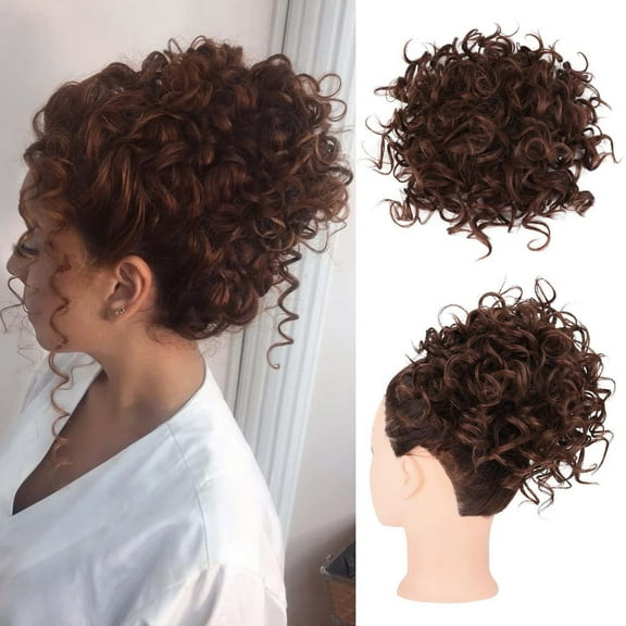 Tuscom Silk Curly Hair Wrap Ponytail - High Temperature Synthetic Wig Hairpiece with Drawstring Elastic Net for Messy Bun, Updo & Styling, Natural Look for Parties