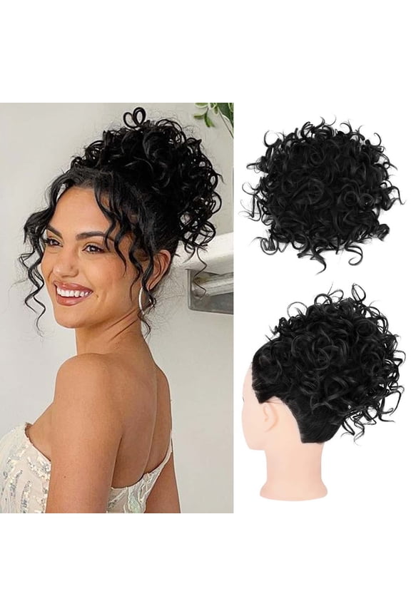 Silk Curly Hair Wrap Ponytail - High Temperature Synthetic Wig Hairpiece with Drawstring Elastic Net for Messy Bun, Updo & Styling, Natural Look for Parties