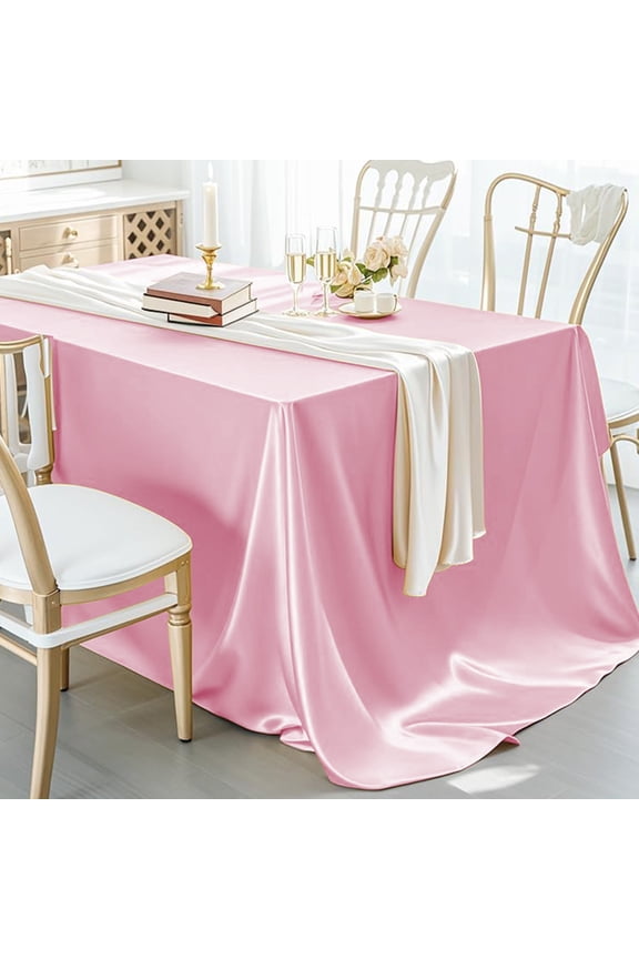 Silky Satin Tablecloth, Rectangular Table Cover for Wedding Banquet Party Events, Wrinkle Resistant Polyester Fabric Table Cloths, 60*84in
