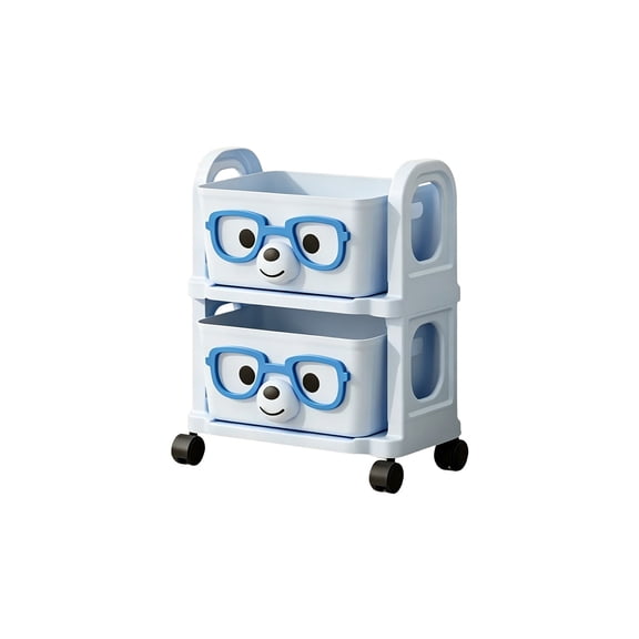 Tuscom Small Mobile Storage Rack 3 Tier Rolling Utility Cart Plastic Floor to Ceiling Bookshelf for Living Room Bedroom Kitchen Snack Organizer,Light Blue
