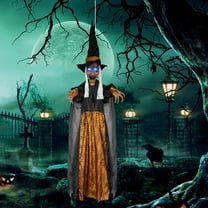 Tuscom Spooky Voice Activated Halloween Witch Decor, Animated Scary Witch with Flashing Eyes & Terrifying Sounds for Indoor Outdoor Halloween Party Decorations, Yard, Porch, Patio, Garden