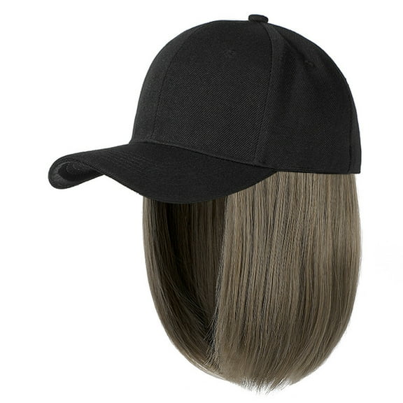 Tuscom Straight Short Wig Cap for Women - Baseball Hat Wig with Hair Extensions | Natural Looking Synthetic Wig for Halloween, Daily Wear