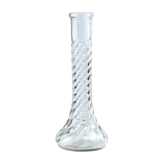 Tuscom Twisted Glass Vase Decorative Small Neck Flower Vase Hydroponic Plant Vase Ribbed Bud Vase for Fresh Cut Flowers Table Centerpiece
