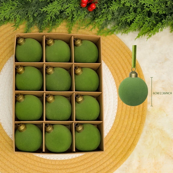 Tuscom Velvet Christmas Ornaments 12pcs 2.35in Flocked Ball Decorations for Christmas Tree, Shower, First Christmas, Birthday Party, Holiday Home & Festive Decor