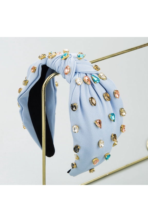 Women's Crystal Knotted Headband, Sparkly Rhinestone Hair Band for Women, Stretchable Fabric Wide Head Wrap, Fashion Hair Accessories, Gift fot Birthday, Christmas