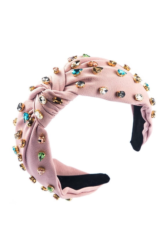 Women's Crystal Knotted Headband, Sparkly Rhinestone Hair Band for Women, Stretchable Fabric Wide Head Wrap, Fashion Hair Accessories, Gift fot Birthday, Christmas