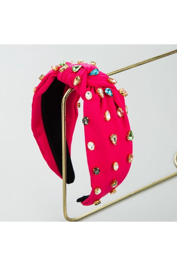 Women's Crystal Knotted Headband, Sparkly Rhinestone Hair Band for Women, Stretchable Fabric Wide Head Wrap, Fashion Hair Accessories, Gift fot Birthday, Christmas