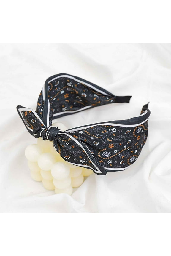 Women's Knotted Bow Headbands - Floral Wide Fabric Hairbands for Women, Non-Slip Comfortable Stretch Head Wrap Accessories for Elegant Gift for Valentine's Day, Mother's Day