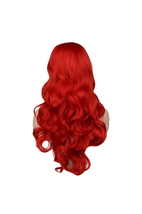 Women's Long Curly Wig with Thin Bangs & Corn Ears, High Temperature Silk Synthetic Hairpiece, Adjustable Fit, Perfect for Party & Daily Use