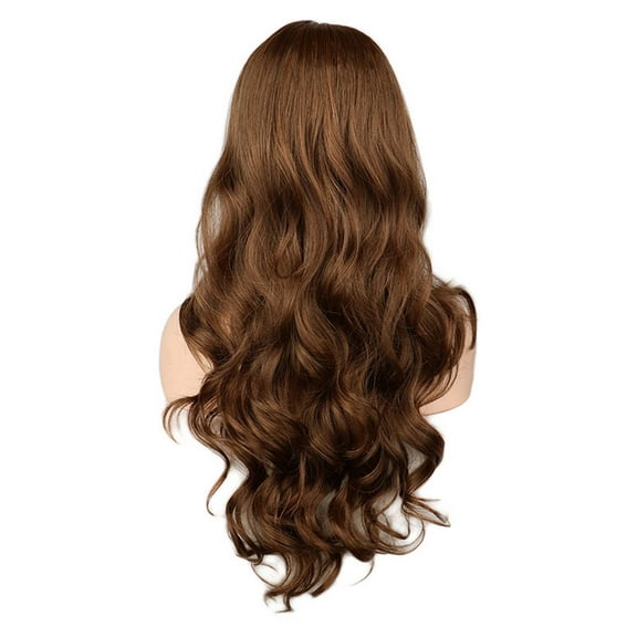 Tuscom Women's Long Curly Wig with Thin Bangs & Corn Ears, High Temperature Silk Synthetic Hairpiece, Adjustable Fit, Perfect for Party & Daily Use