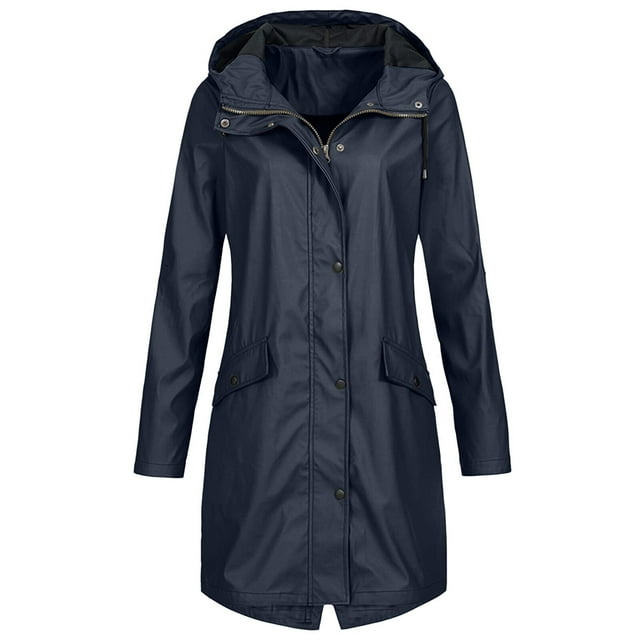 Tuscom Women's Long Rain Jacket Waterproof with Hood Lightweight ...