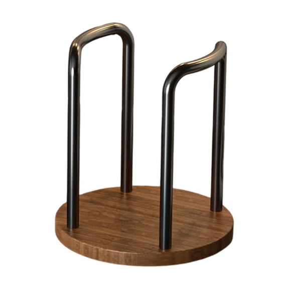 Tuscom Wooden Paper Cup Holder Single Compartment Countertop Dispenser for Disposable Cups Coffee Tea Bathroom Brown Metal Frame 5.1x4.1x4.1in