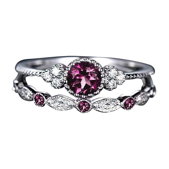 Tuscom Zircon Ring for Women & Men, Stainless Steel Elegant Wedding Band with Inlaid CZ Stones, Hypoallergenic Drainage Jewelry Gift for Anniversary, Valentine’s Day