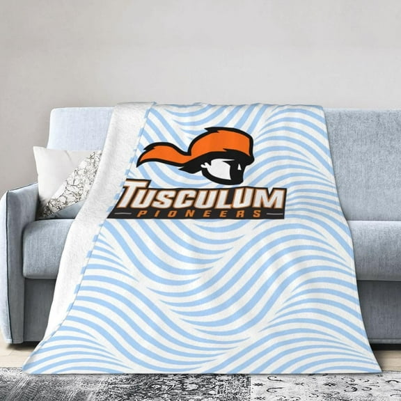 Tusculum University Logo Fleece Blanket, Very Soft Microfiber Flannel Blanket for Couch Warm and Cozy for All Seasons