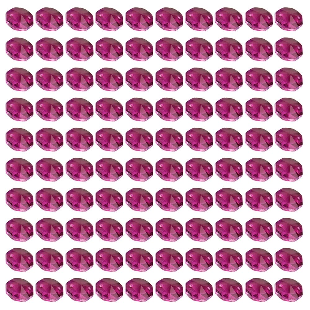 TuseyRxln 14mm 200Pcs Crystal Octagon Beads 2 Hole DIY Wedding and Home Decor Crystal Accessories