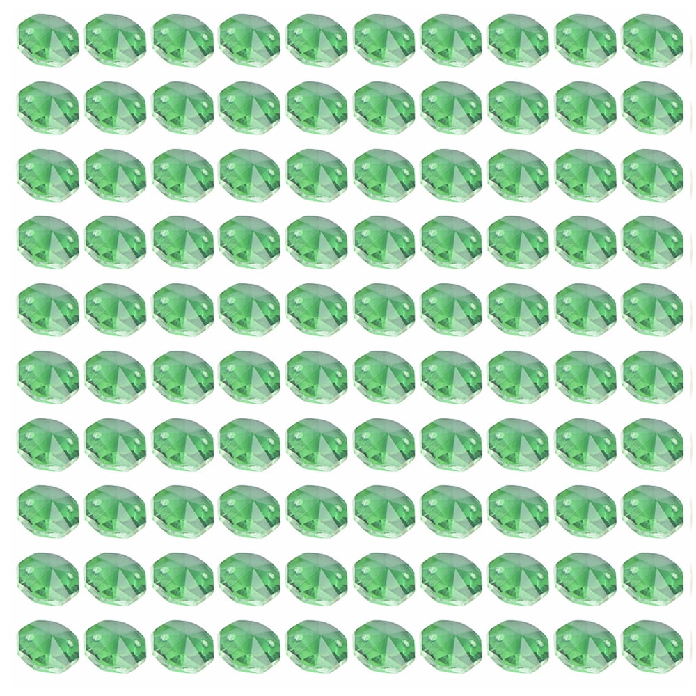 TuseyRxln 14mm 200Pcs Crystal Octagon Beads 2 Hole DIY Wedding and Home Decor Crystal Accessories