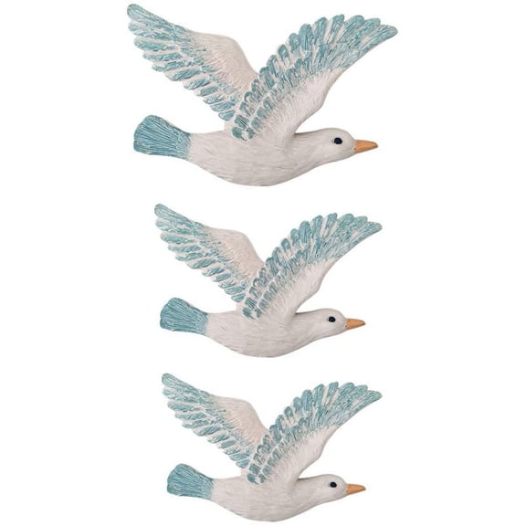 TuseyRxln 3 Pieces Ceramic Birds Sea Gull Wall Art Decorations Nautical Beach Seagulls Ornaments for Garden Coastal Wall Sculptures Decorations