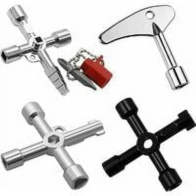 TuseyRxln 4 way multifunction key, 4 piece triangle key, wind switch key, universal cross key, master key, for water meters, radiators, gas meters, elevators, control boxes