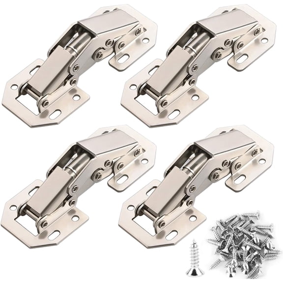 TuseyRxln 4PCS 90 Degree Cupboard Door Hinge with Screw Damper Piston Compression Lift Support Furniture Accessory Corner 77mm x 32mm