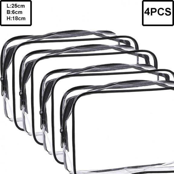 TuseyRxln 4PCS Transparent Swimming Bag - Black Large