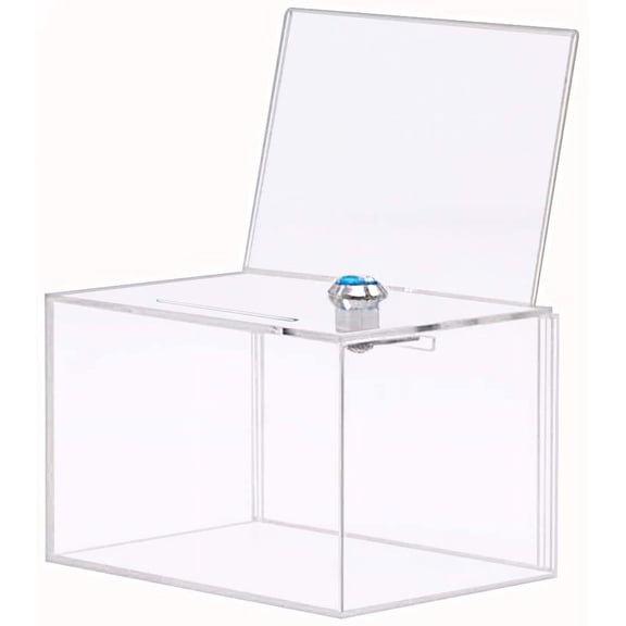 TuseyRxln Acrylic Display & Collection Box with Sign and Lock
