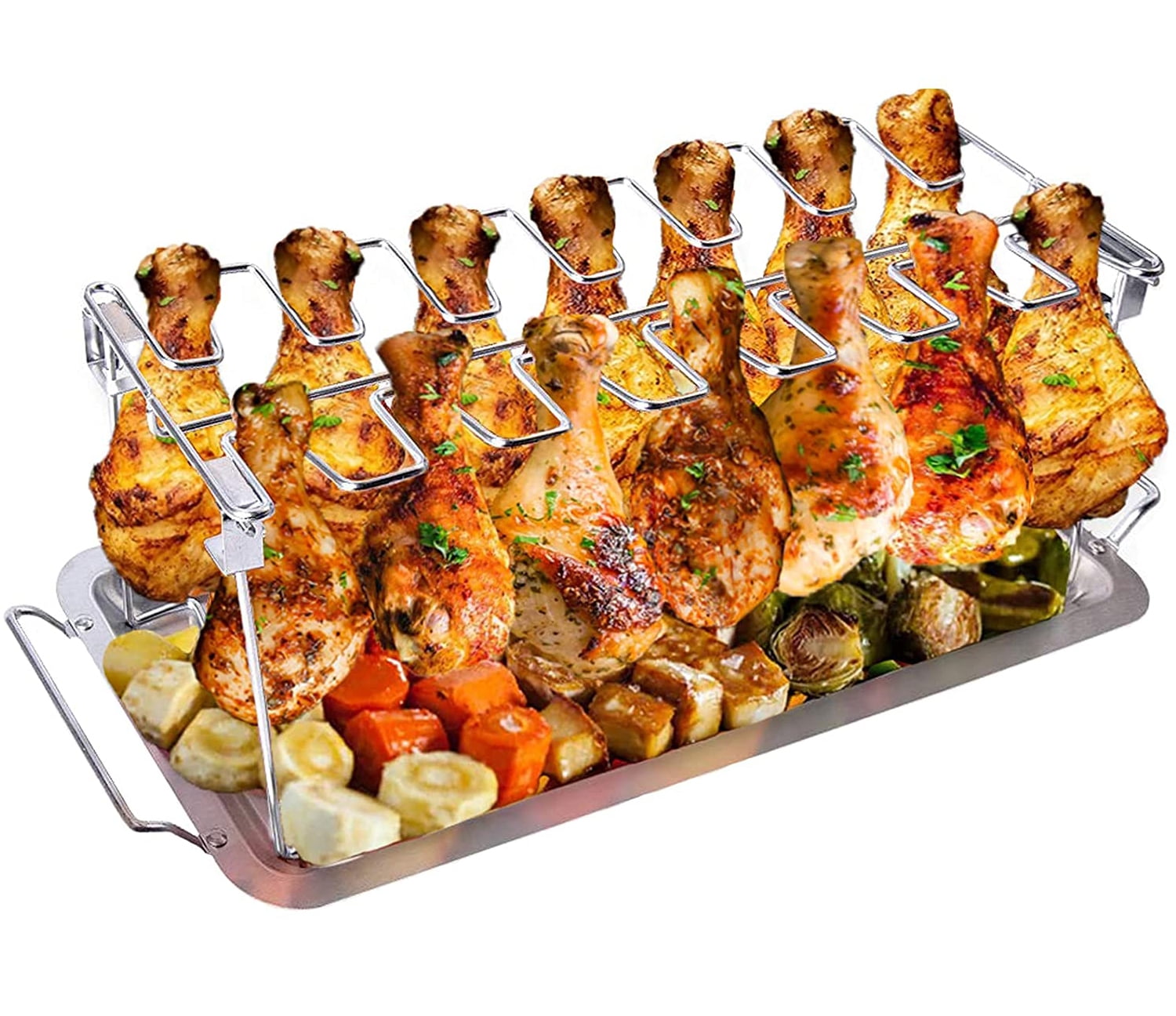 Smoker Accessories Chicken Leg Wing Rack 14 Slots Stainless Steel