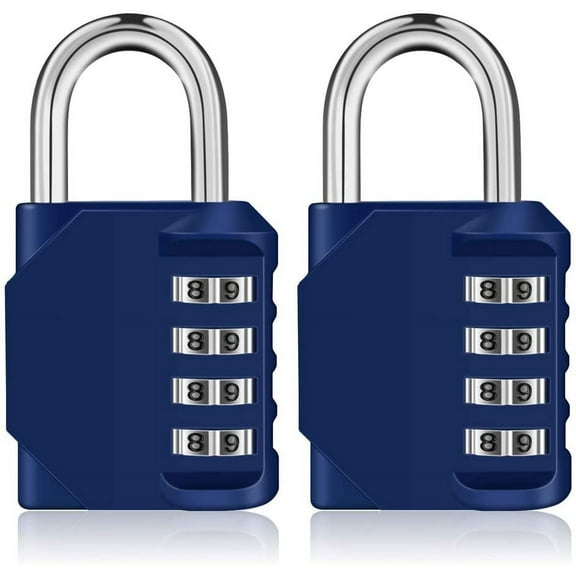 TuseyRxln Combination Lock, 4 Digit Combination Padlock for Lockers Gym, Employee, School, Outdoor Weatherproof and Resettable Combination Lock Blue, of 2
