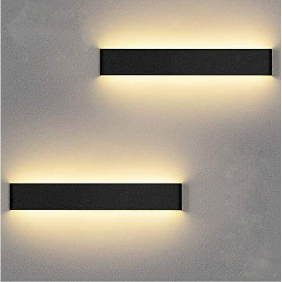 TuseyRxln Indoor LED Wall Light 2 * 12W Black Wall Lamp Warm White 3000K Modern for Bedroom Living Room Stair Corridor Bathroom