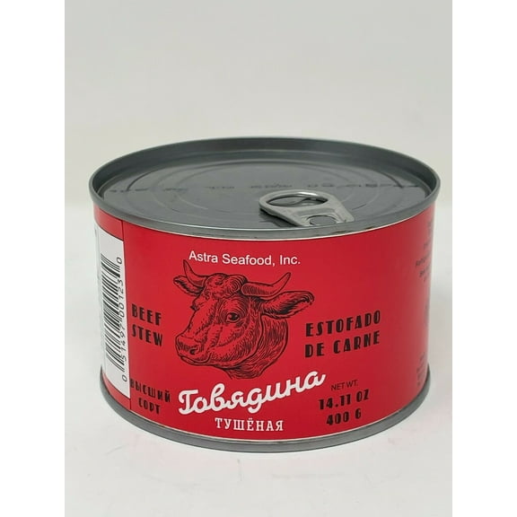 Slavos Canned Beef Stew Tushonka, Ready-to-Eat Beef, 14.1 oz (400g)