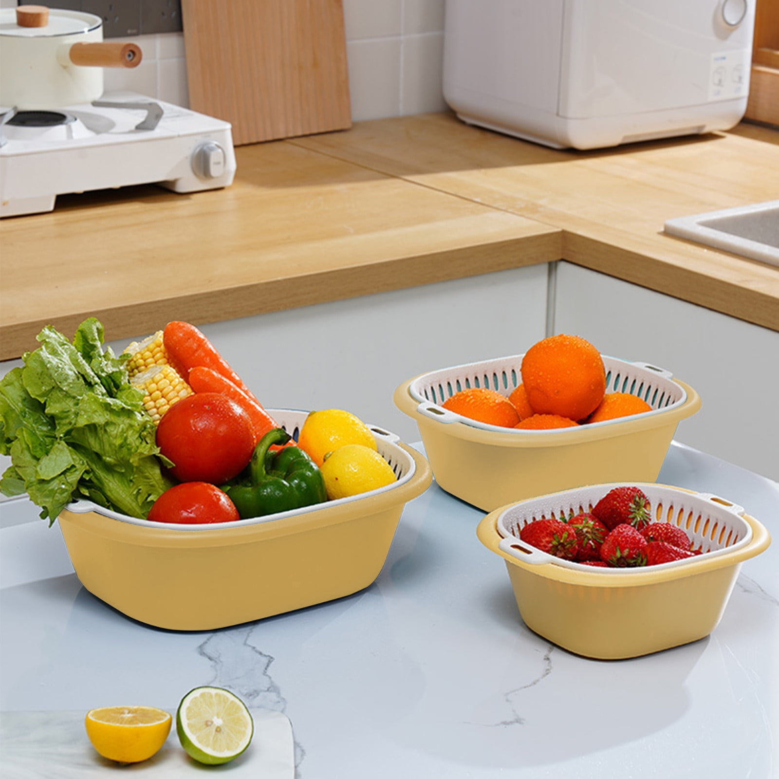 Tusihei 2024 Special Deals 2 Packs Strainers and Colanders Bowl Set