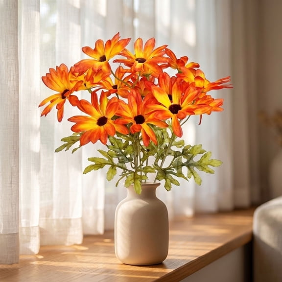 Tusihei Artificial Daisies Flowers, Faux Flowers Bouquet Arrangements, UV Resistant Outside Faux Flowers Plants for Planter Front Door Porch Patio Decoration