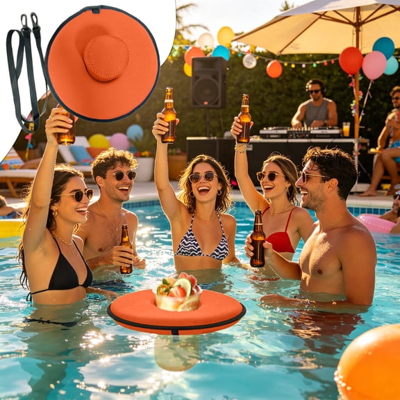 Tusihei Floating Drink Holder, Neoprene Floating Drink Holder, Floating Coaster Pool Drink Holder with Rope for Summer Water Tub Lake Boat Fun