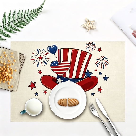 Tusihei Independence Day Placemat, Patriotic Table Heat Insulation Mat, America 250 Anniversary Flag Stars Stripe Place Mat for Indoor Outdoor Party Dining