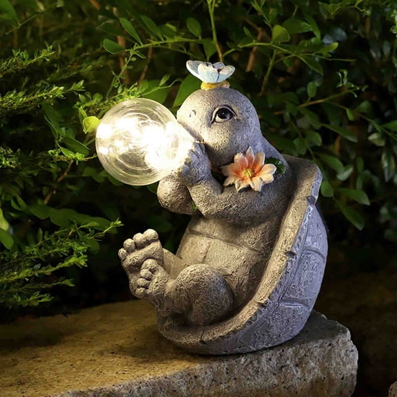 Tusihei Solar Turtle Statue, Garden Decor with Bubble LED Light, Outdoor Tortoise Statue Resin for Patio, Lawn, Yard Gift for Birthday Housewarming