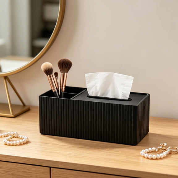 Tusihei Tissue Box, Detachable Cover Compartments Designs Tissue Box Holder, Multi Functional Rectangular Storage Box for Hotel, Living Room, Bathroom & Home Decor