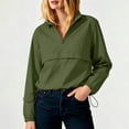 thumbnail image 1 of Tusihei Women Collared Long Sleeve Zip Up Drawstring Casual Cropped Jacket Outdoor Tops Loose Fit Pullover Blouse Lightweight Spring Summer Streetwear, Green XL, 1 of 8