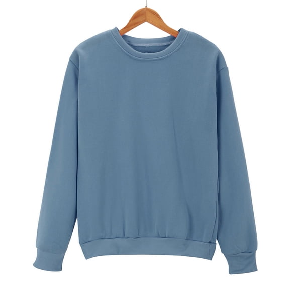 Tusihei Women Fall Long Sleeve Solid Casual Pullover Tops Basic Knit Sweater Blouse Layer Sweatshirt Cozy Autumn Outfit, Light Blue S